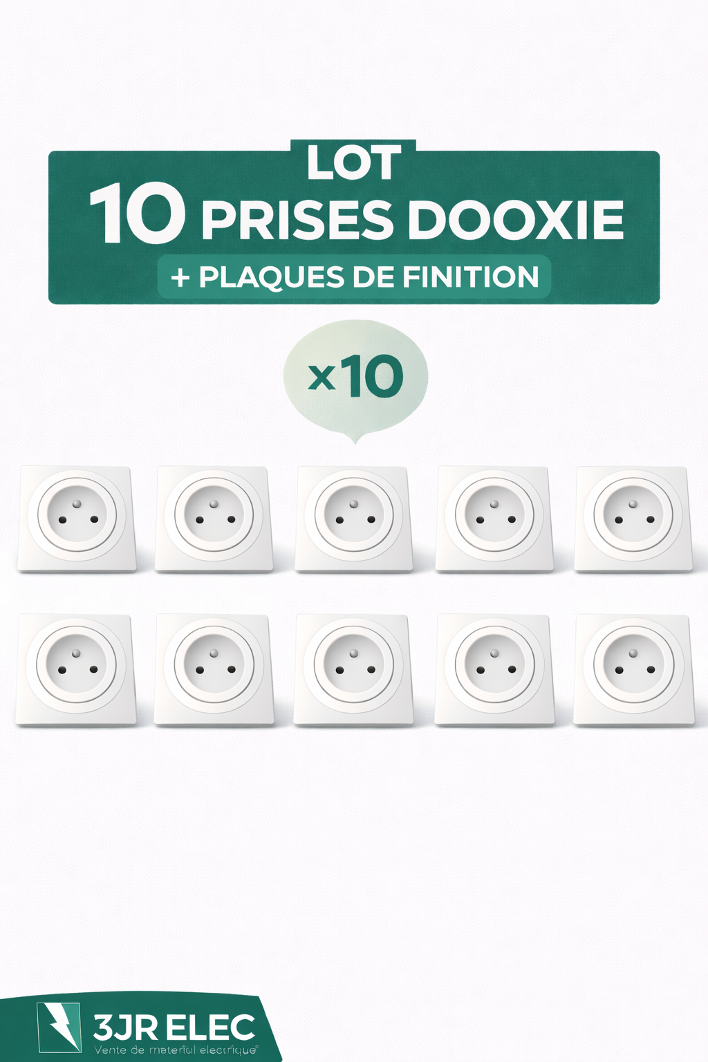 Lot 10 prises dooxie ( 600335)+ 10 plaques de finition (600801)