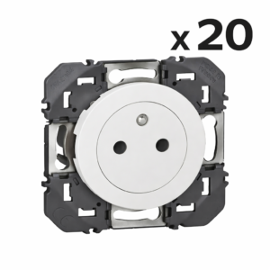 Lot de 20 Prise de courant 2P+T Surface dooxie 16A finition blanc – Réf. 600335