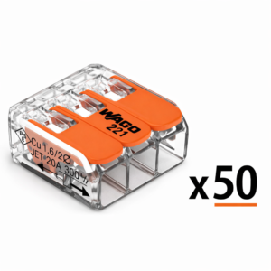Borne à levier 3 entrées  WAGO 221-413 – Boîte de 50