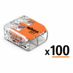 Borne à levier 2 entrées  WAGO 221-412 – Boîte de 100