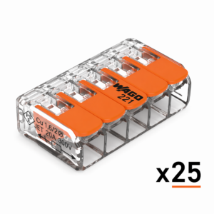 Borne à levier 5 entrées  WAGO 221-415 – Boîte de 25