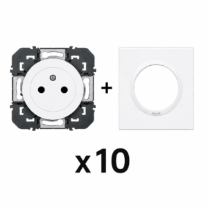 Legrand  – Lot de 10 prises complètes 2P+T 16A Dooxie blanches