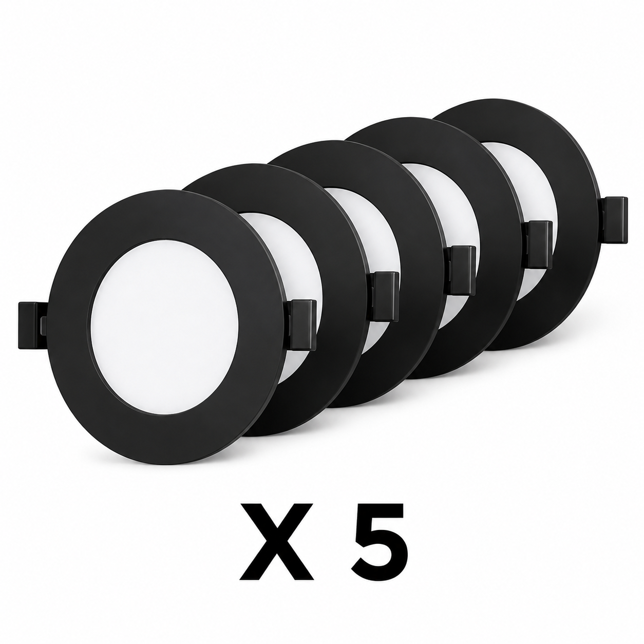 Braytron- Lot de 5 spots LED encastrables Noirs 3W CCT 3-en-1 – 220 lm – Encastrement Ø70 mm